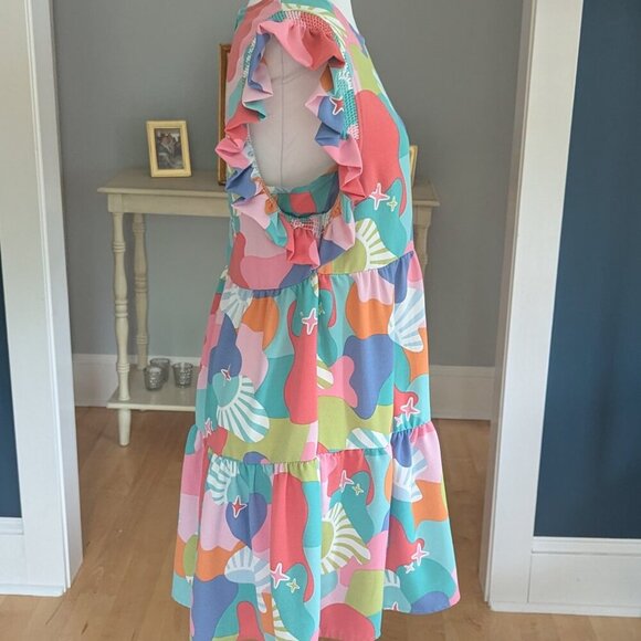 Michelle McDowell Everly Dress Size Medium Colorful Tiered With Ruffle Sleeve - Picture 7 of 9